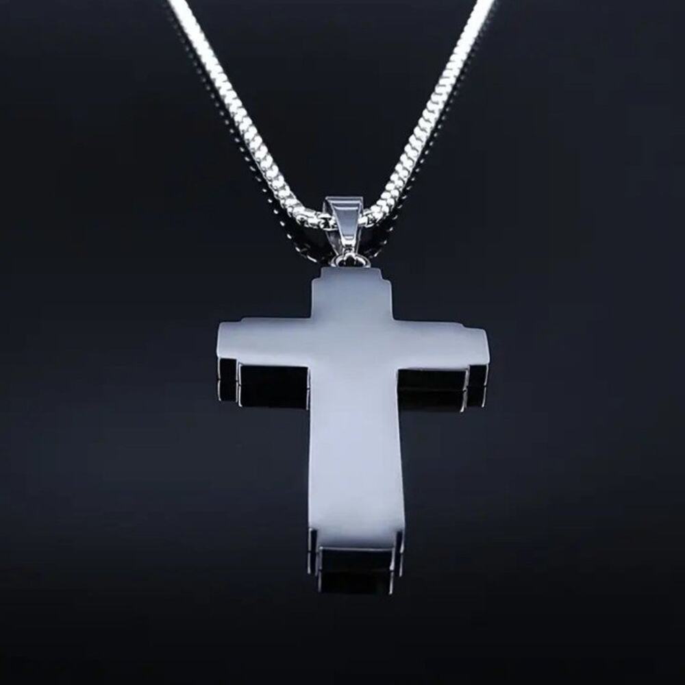 Silver Cross Necklace Lord's Prayer Pendant Anniversary Birthday Fashion Gift